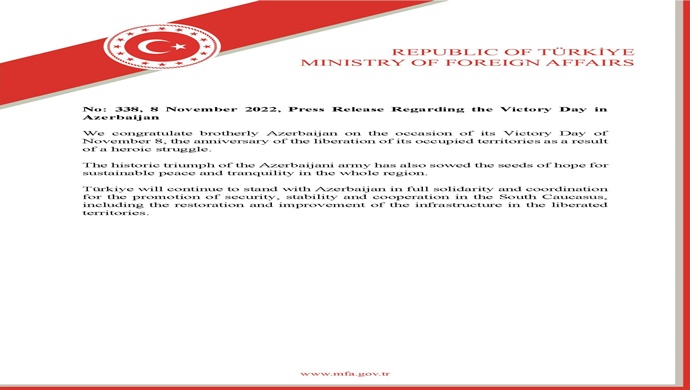 Press Release Regarding the Victory Day in Azerbaijan