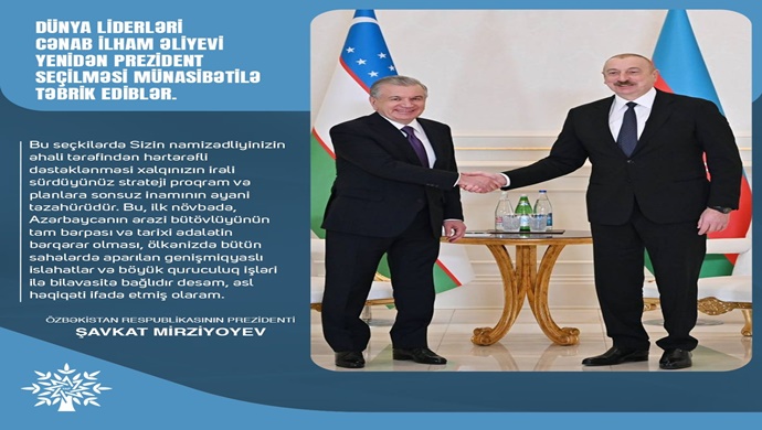 Özbekistan Cumhuriyeti Cumhurbaşkanı Şavkat Mirziyoyev’den